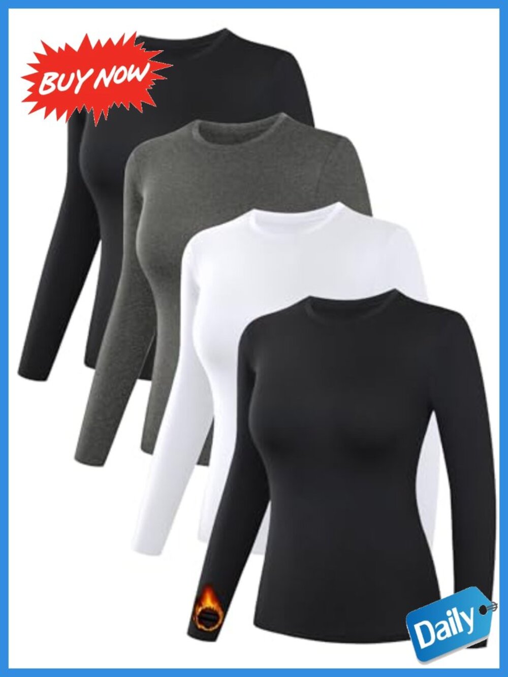 Thermal Shirt Fleece Lined Long Sleeve Base Layer Winter Top